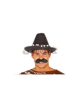 MEXICAN HAT STRAW 33 CMS. BLACK - PartyExperts