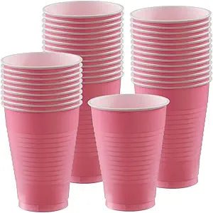 New Pink Plastic Cups 12oz 20pcs OS - PartyExperts