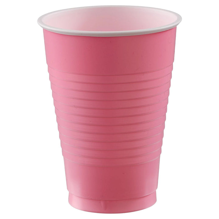 New Pink Plastic Cups 12oz 20pcs OS - PartyExperts
