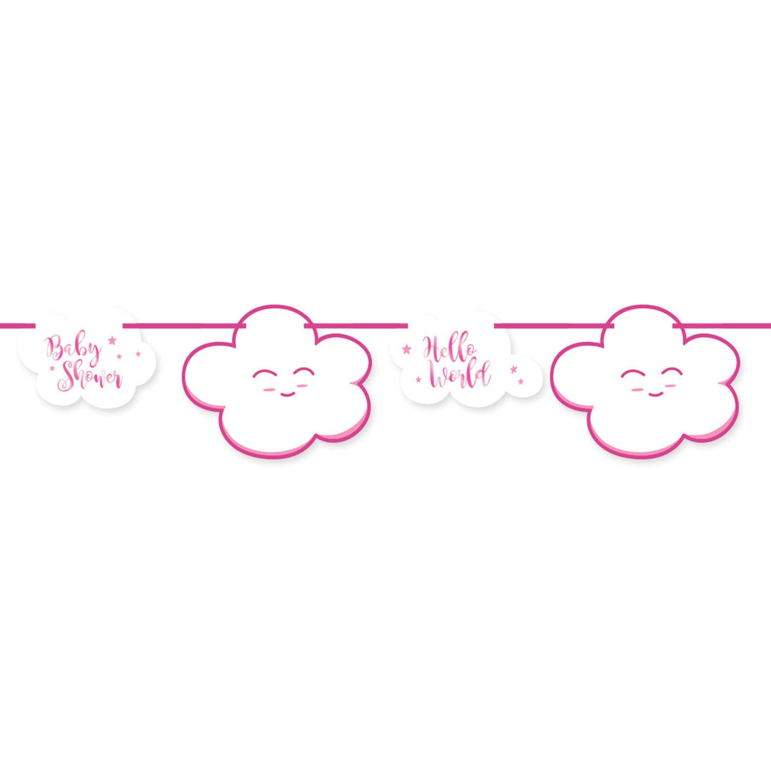 Paper Banner Cloud Baby Shower Girl 4mtr - PartyExperts