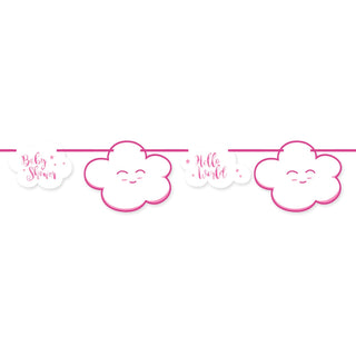 Paper Banner Cloud Baby Shower Girl 4mtr - PartyExperts