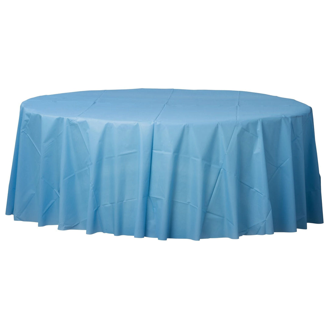 Pastle Blue Round Plastic Table Cover - PartyExperts