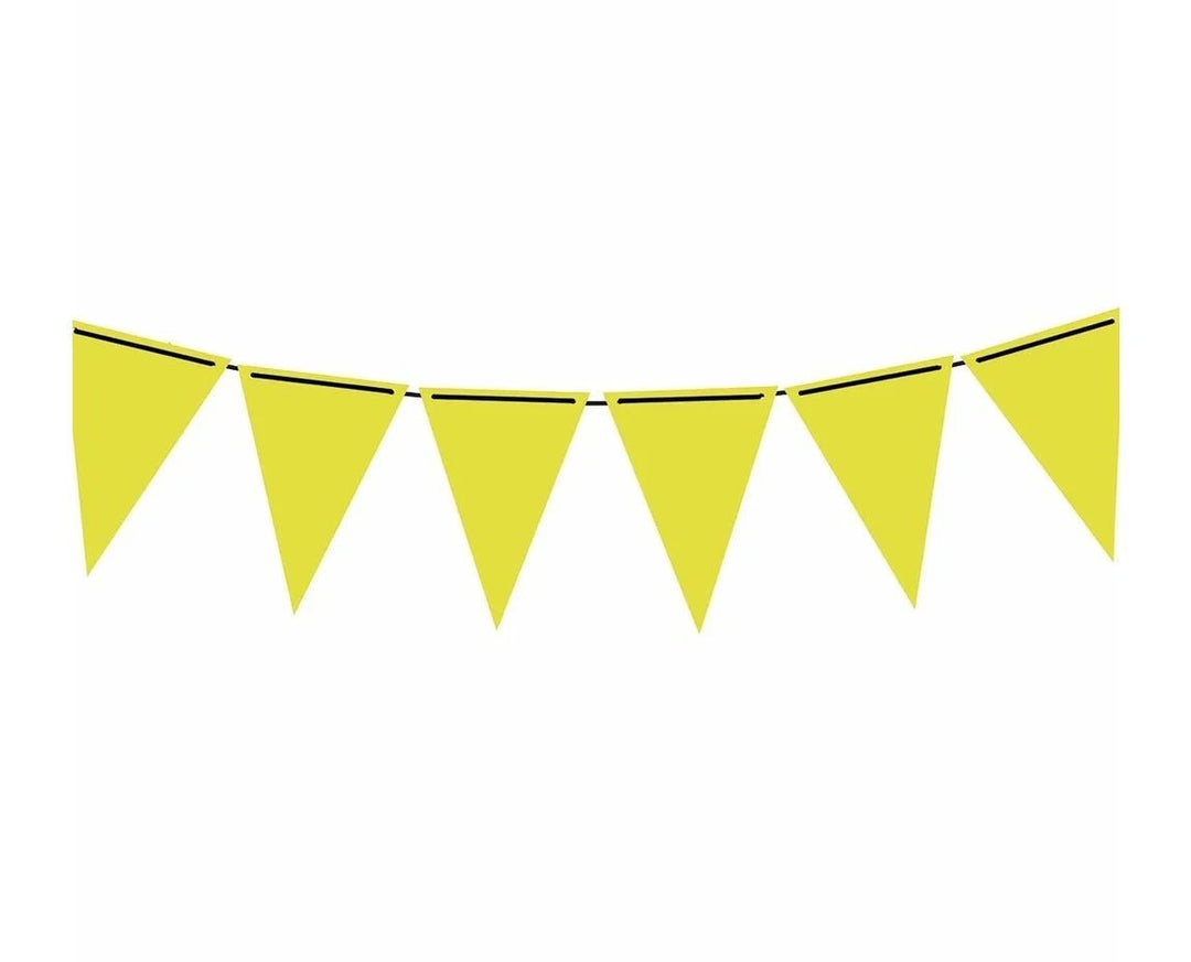 PENNANT NEON YELLOW 19X27 CMS PAPER BANNER - PartyExperts