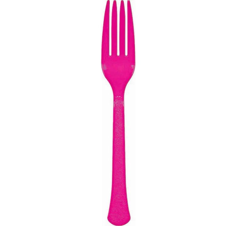 Pink Plastic Fork 20pc OS - PartyExperts