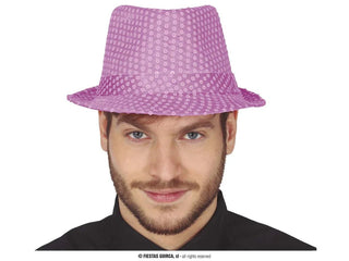 PINK SEQUINED GANGSTER HAT - PartyExperts