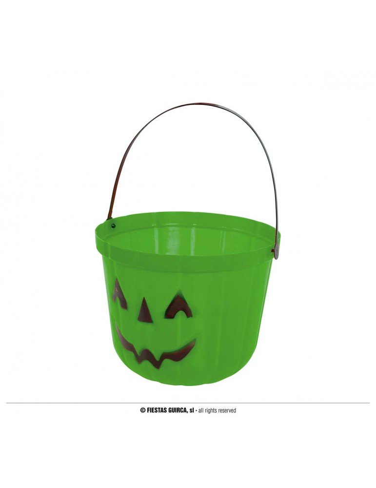 PUMPKIN BUCKET 20 CM GREEN - PartyExperts