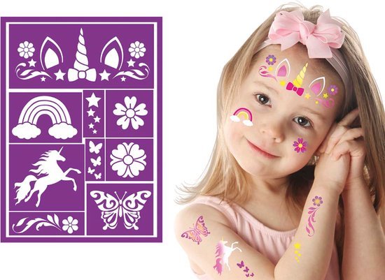 PURPLE CHILDREN'S MAKEUP STENCIL 14X20 CMS - PartyExperts