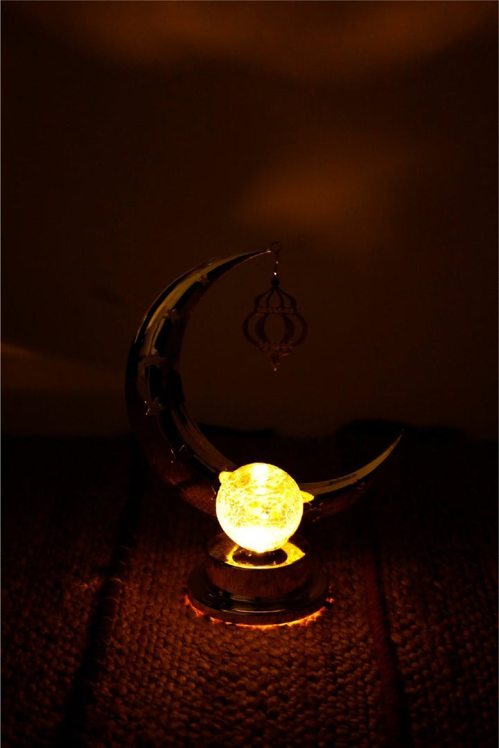 Ramadan Decoration - Gold Hilal with lights 2 - PartyExperts