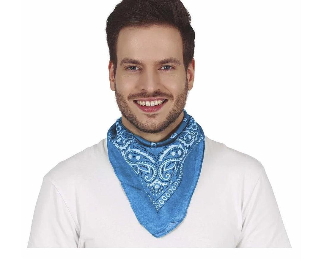 SKY BLUE COWBOY SCARF - PartyExperts