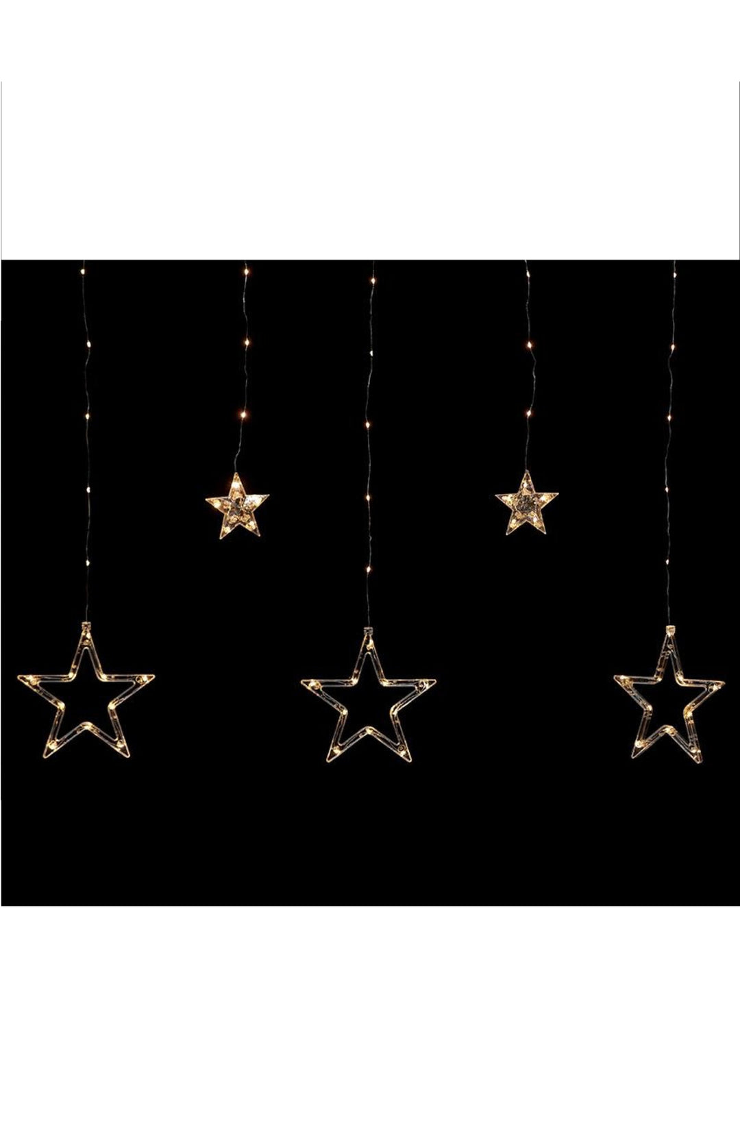 12 White Warm Stars Curtain Lights - PartyExperts