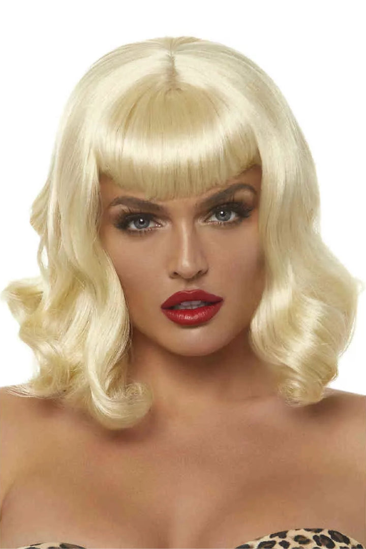 16" Retro bang curly bob wig - PartyExperts