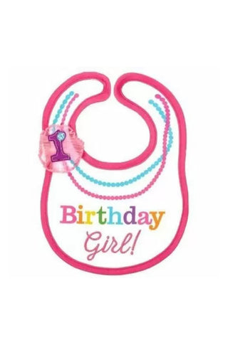 1st Birthday girl rainbow bib -مريلة الطعام لعيد ميلاد الأول لطفلتك - PartyExperts