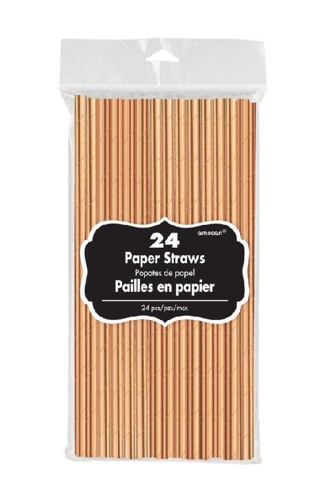 24 PAPER STRAW ORANGE - PartyExperts