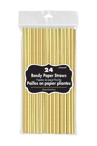 24 PAPER STRAWS SOLID GOLD - PartyExperts