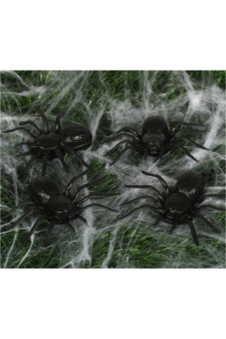 4 Plastic Spiders - PartyExperts