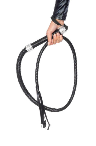 54" Braided Whip With Rhinestone Look Handle - PartyExperts