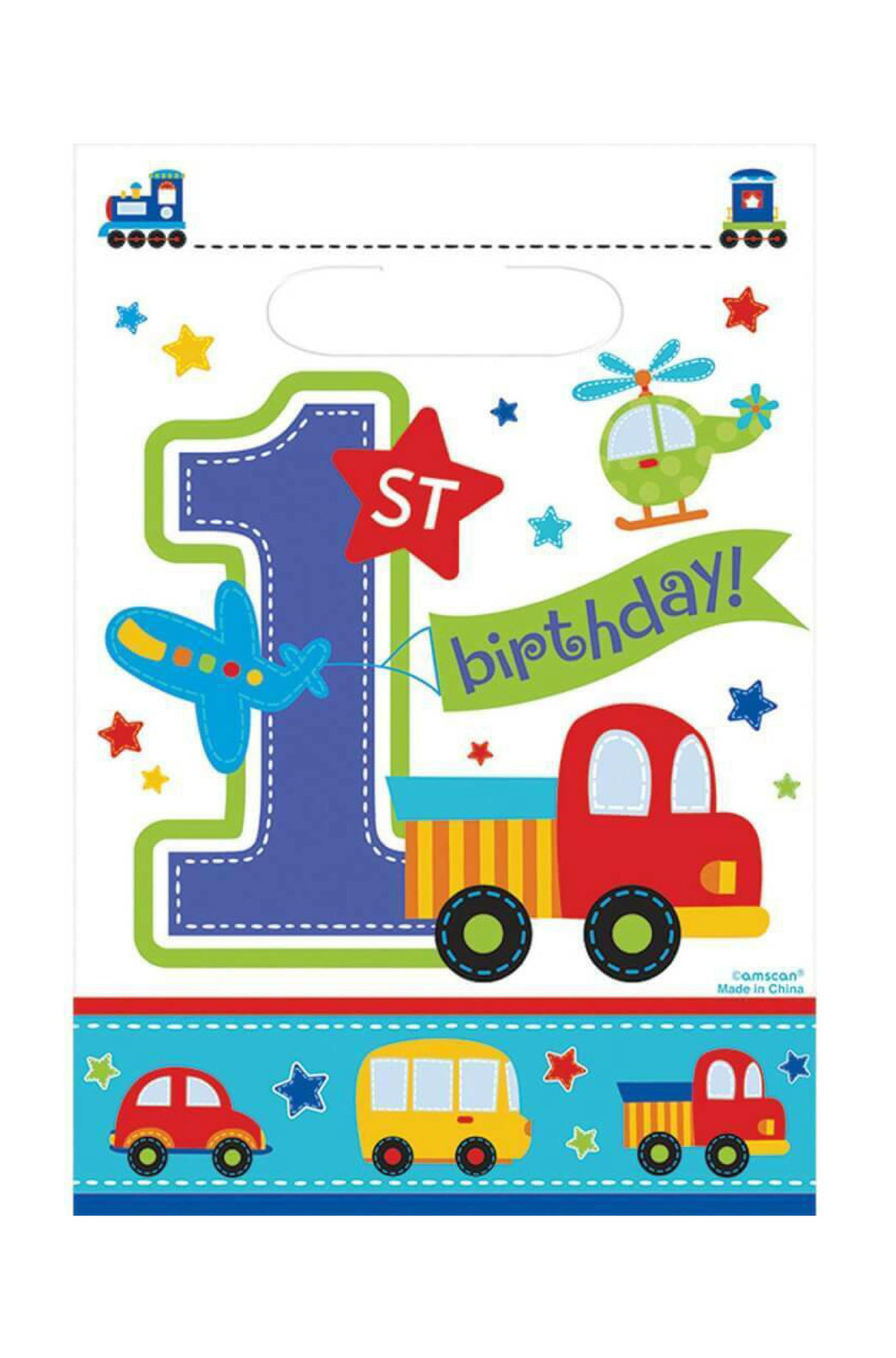 All Aboard 1st Birthday Boy Loot Bags 8pcs - PartyExperts