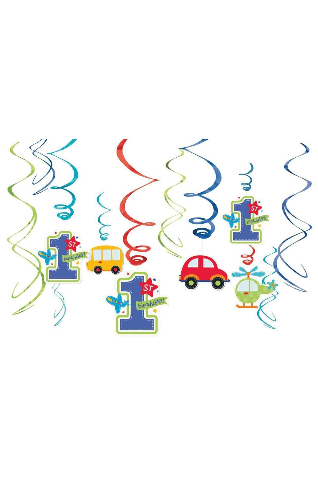 All Aboard Birthday Swirl Decorations 12pcs ديكورات حفلة عيد ميلاد - PartyExperts