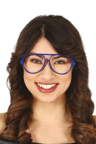 AVIATOR GLASSES WITH LENSES BLUE - PartyExperts