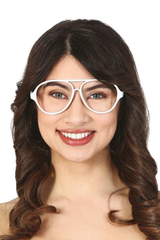 AVIATOR GLASSES WITH LENSES WHITE - PartyExperts