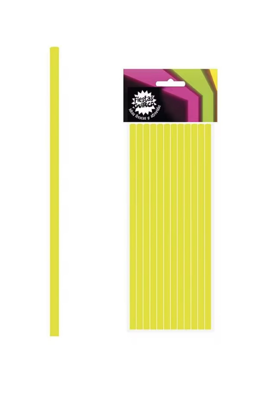 BAG: 12 YELLOW NEON STRAWS 6X200 MM - PartyExperts