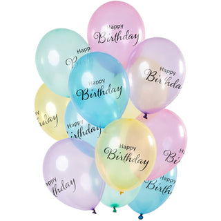 Balloons 'Happy Birthday' Pastel Transparent - PartyExperts