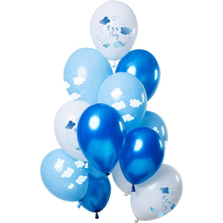 Balloons 'It's a boy' Blue 30cm - 12 pieces - PartyExperts