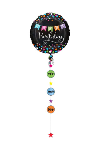 Birthday Banner Jumbo Drop-A-Line Balloon 81x228cm - PartyExperts