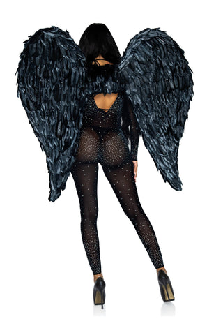 Black 43" Deluxe Feather Wings - PartyExperts