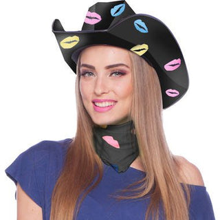 Black Cowboy Hat Lips - PartyExperts
