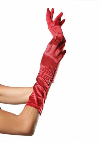 Elbow Length Satin Gloves.