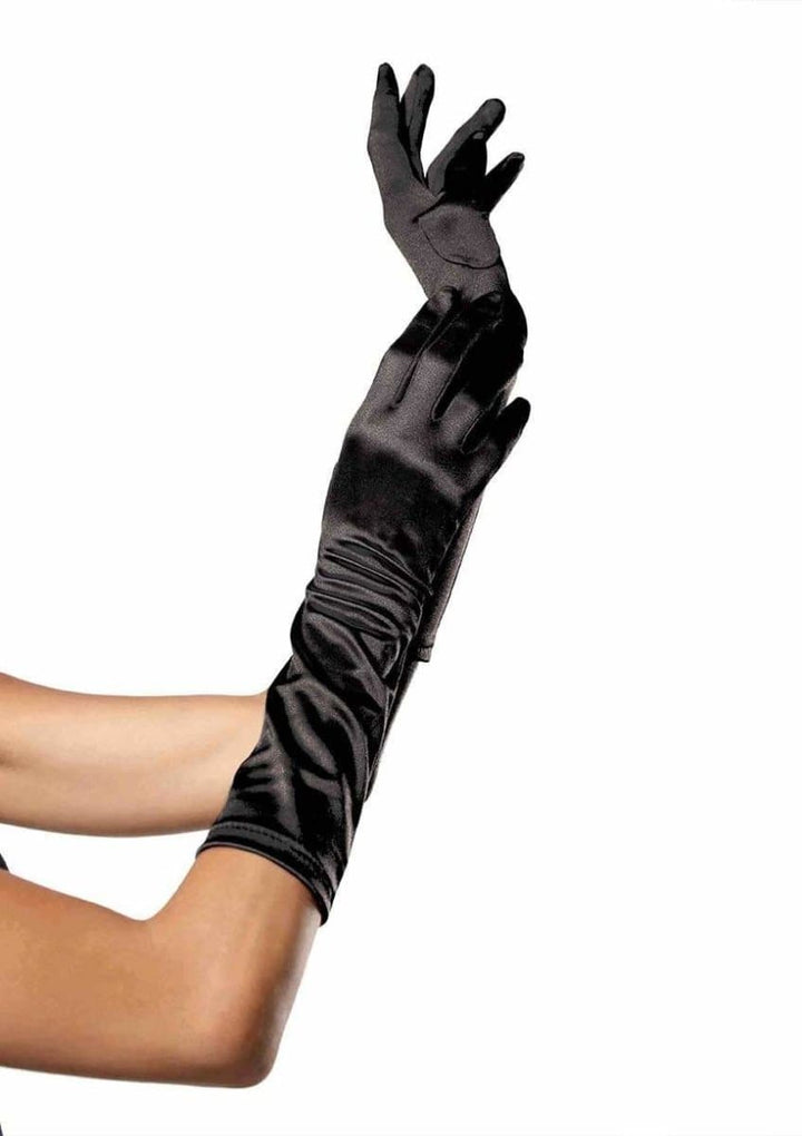 Elbow Length Satin Gloves.