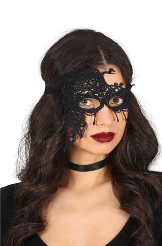 Black lace mask half - PartyExperts