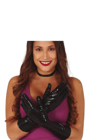 Black Metallic Gloves 40cm.