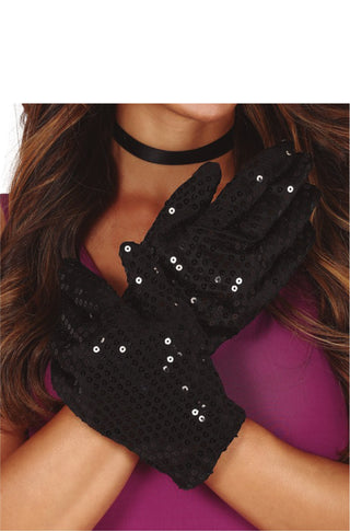 Black Sequin Gloves.