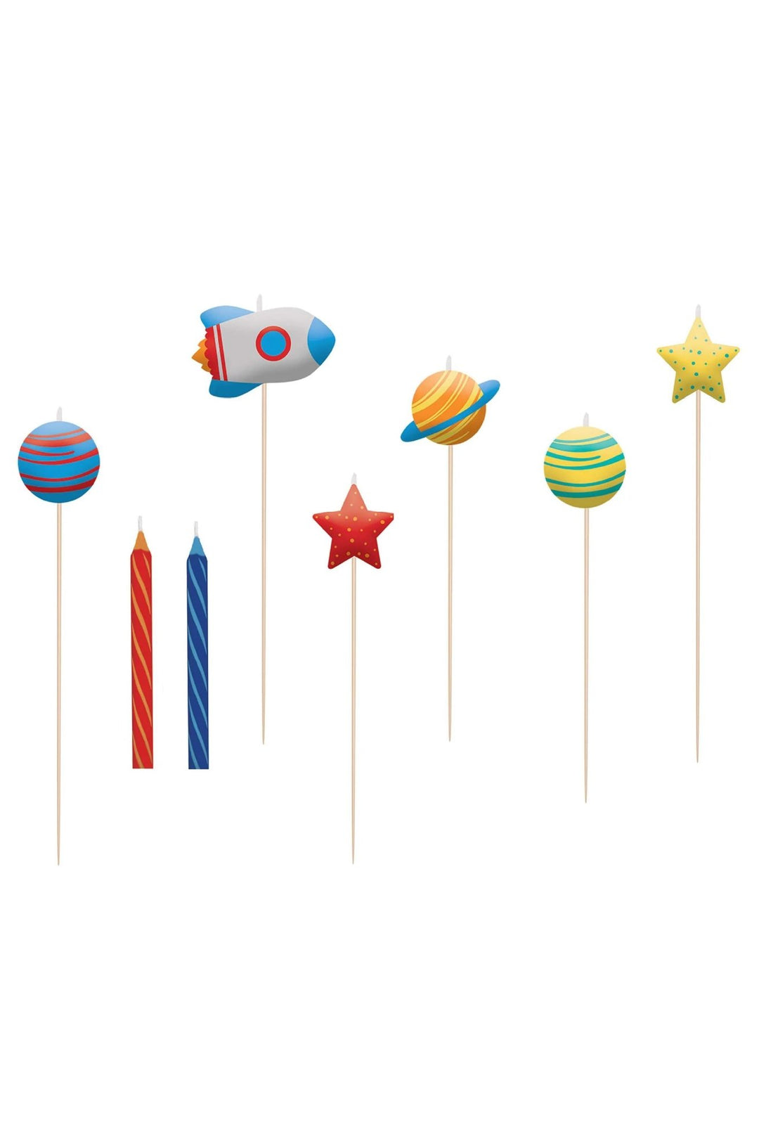 Blast Off Birthday Candle Mix 8pcs - PartyExperts