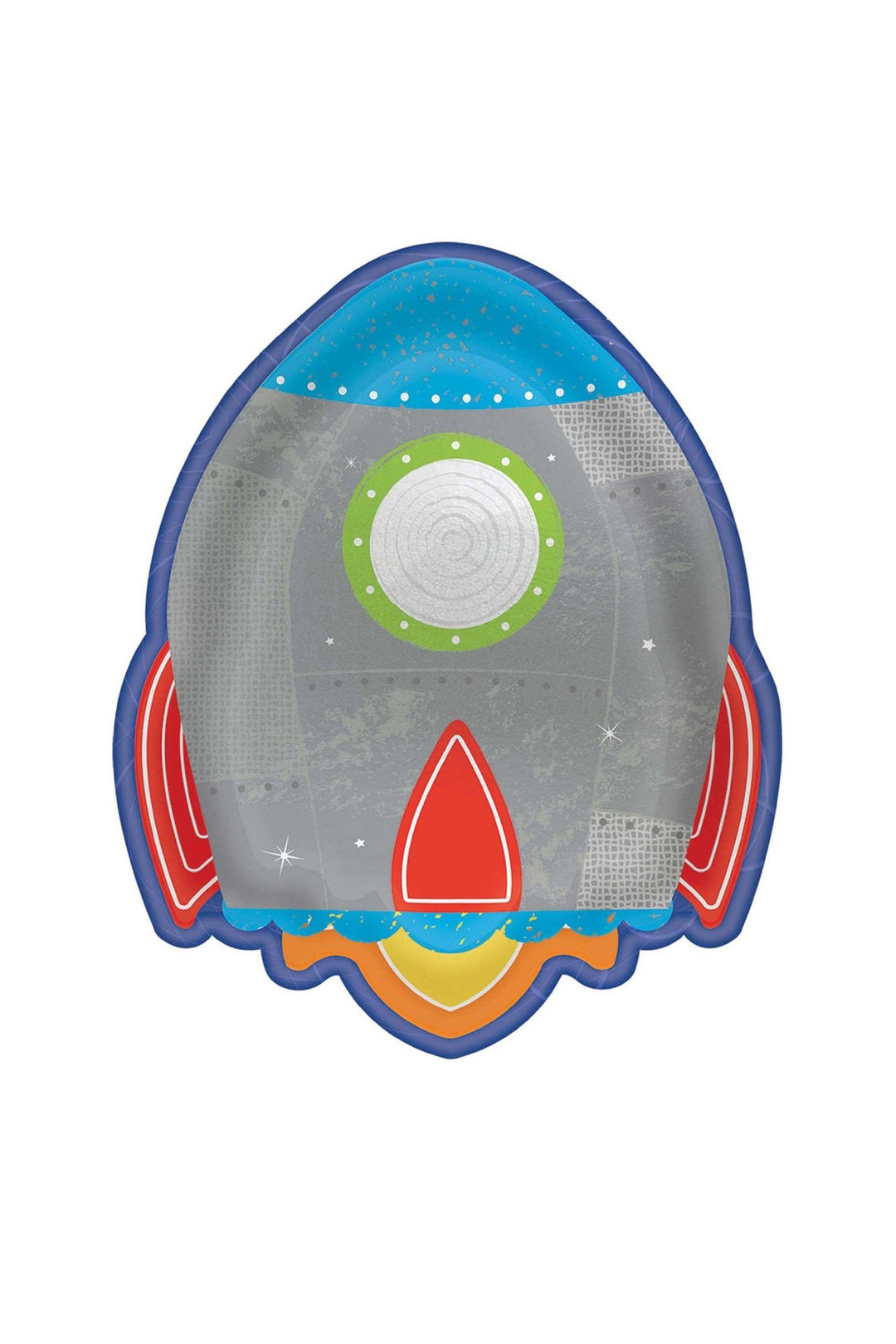 Blast Off Rocket Shaped Paper Plates 7in, 8pcs - PartyExperts