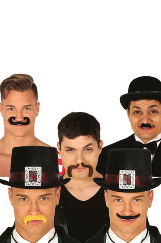 BLISTER 6 ASSORTED MOUSTACHES - PartyExperts