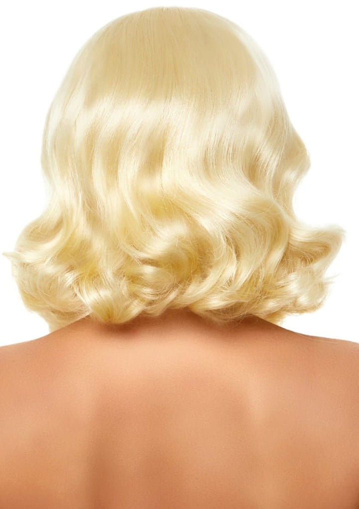 Blonde Retro Bang Curly Bob Wig.