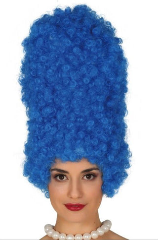 Blue Curly Wig.