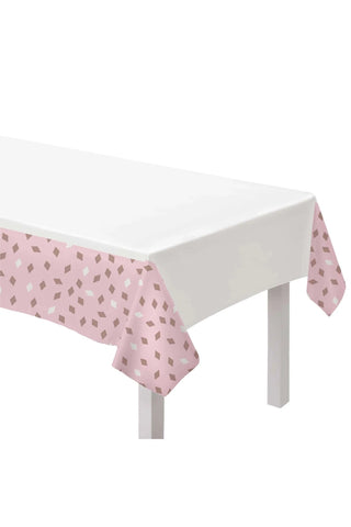 Blush Birthday Table Cover Plastic - PartyExperts