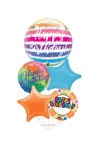 Bright Birthday Foil Balloon Bouquet 5pcs - PartyExperts