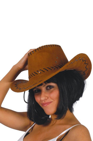 Brown Synthetic Leather Cowboy Hat.