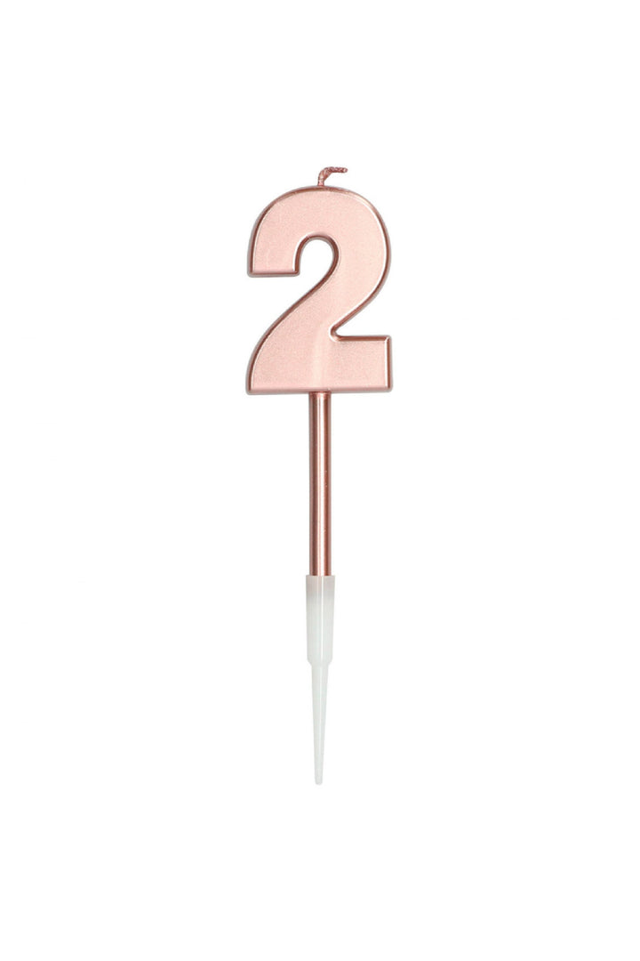 Candle Number 2 Rose Gold Metallic - PartyExperts