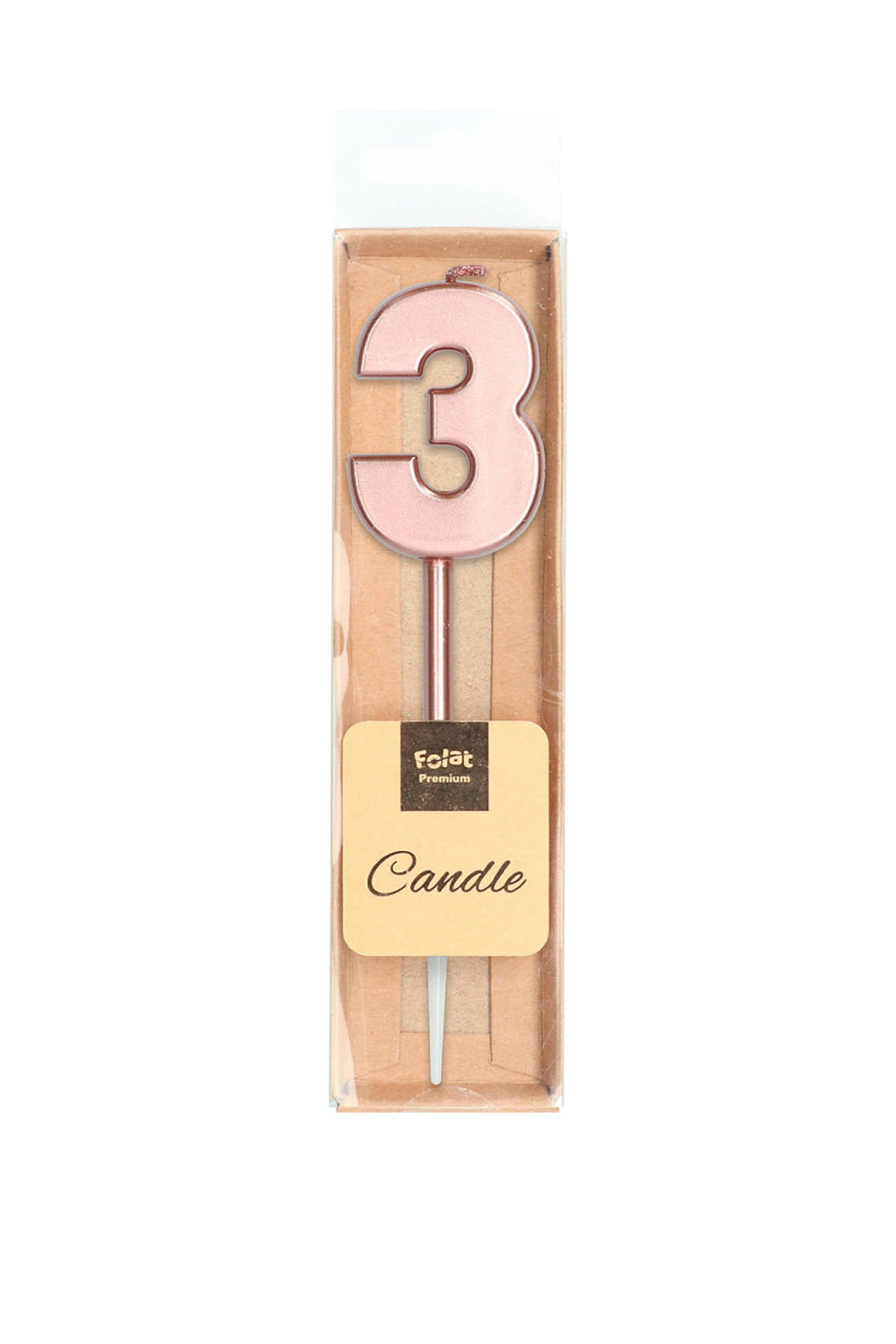 Candle Number 3 Rose Gold Metallic - PartyExperts