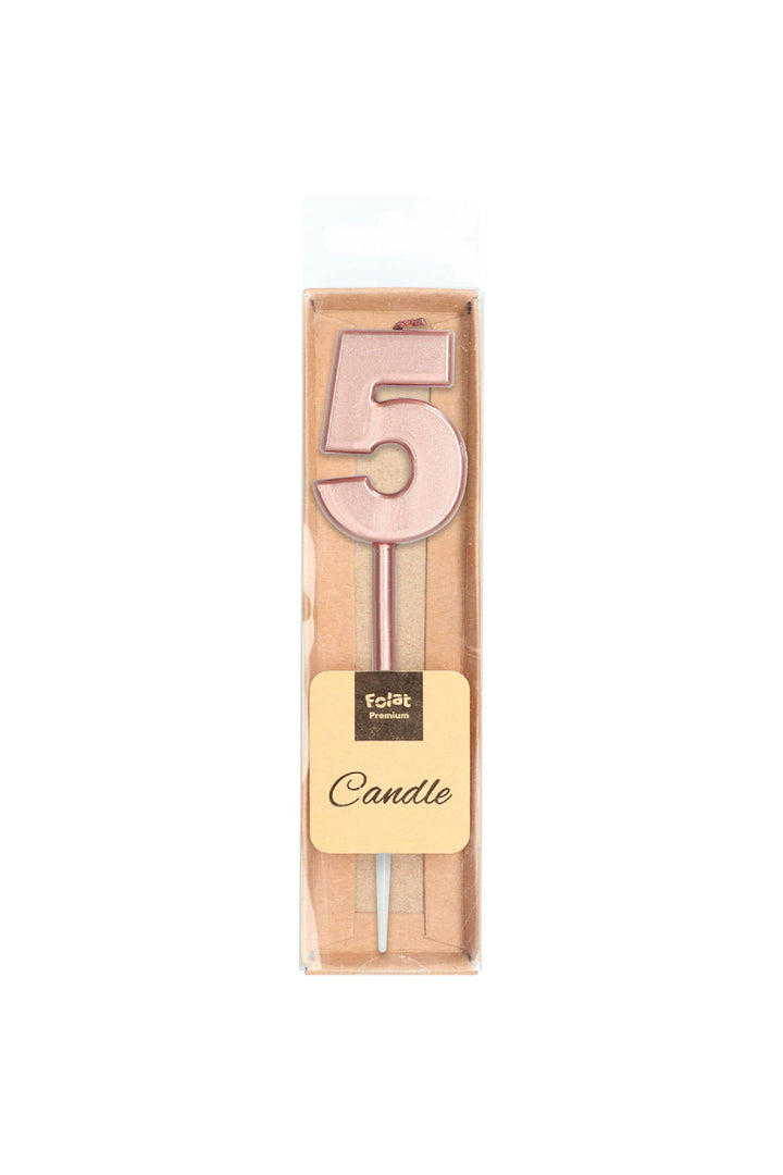 Candle Number 5 Rose Gold Metallic - PartyExperts