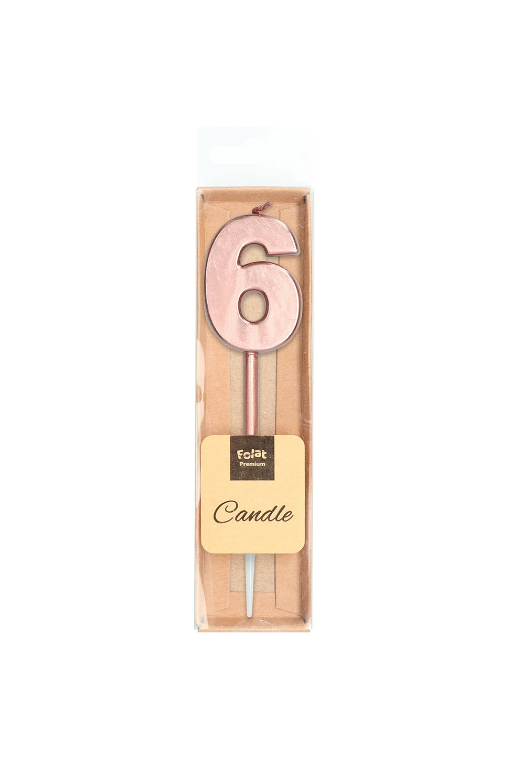 Candle Number 6 Rose Gold Metallic - PartyExperts