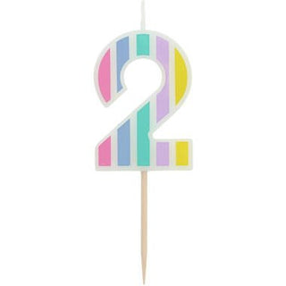 Candle Pastel Number 2 Multicolour - PartyExperts
