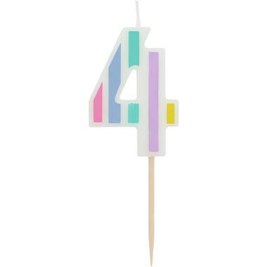 Candle Pastel Number 4 Multicolour - PartyExperts