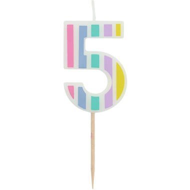 Candle Pastel Number 5 Multicolour - PartyExperts